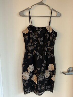 Lulus Embroidered Floral Black Dress - Size S